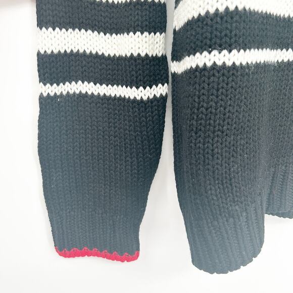 Sundry Womens Merino Wool Blend Striped Pullover Crewneck Sweater Size M Navy - Picture 2 of 5